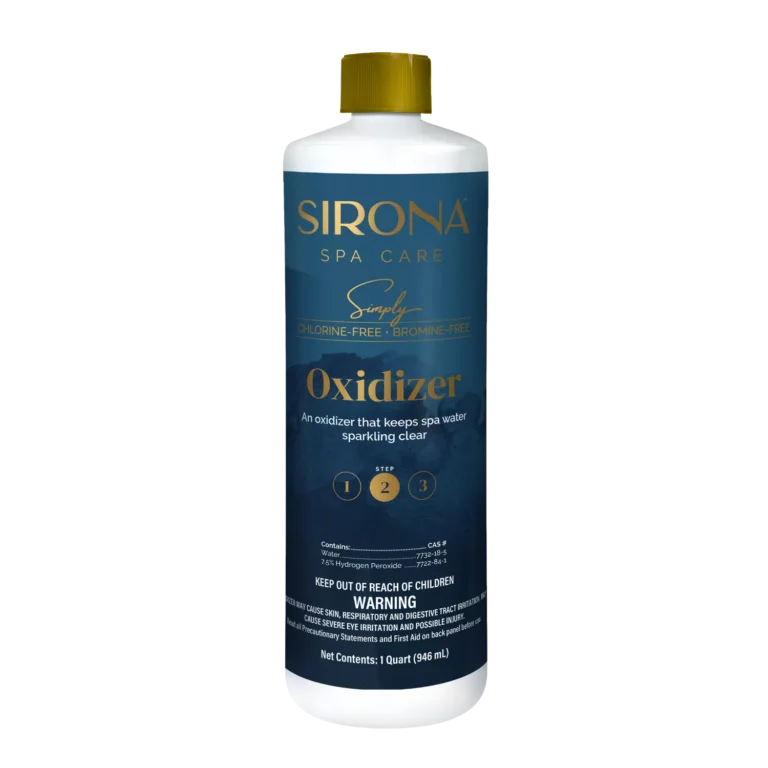 Sirona Spa Care Simply Oxidizer 1 quart front label, an oxidizer that keeps spa water sparkling clear.
