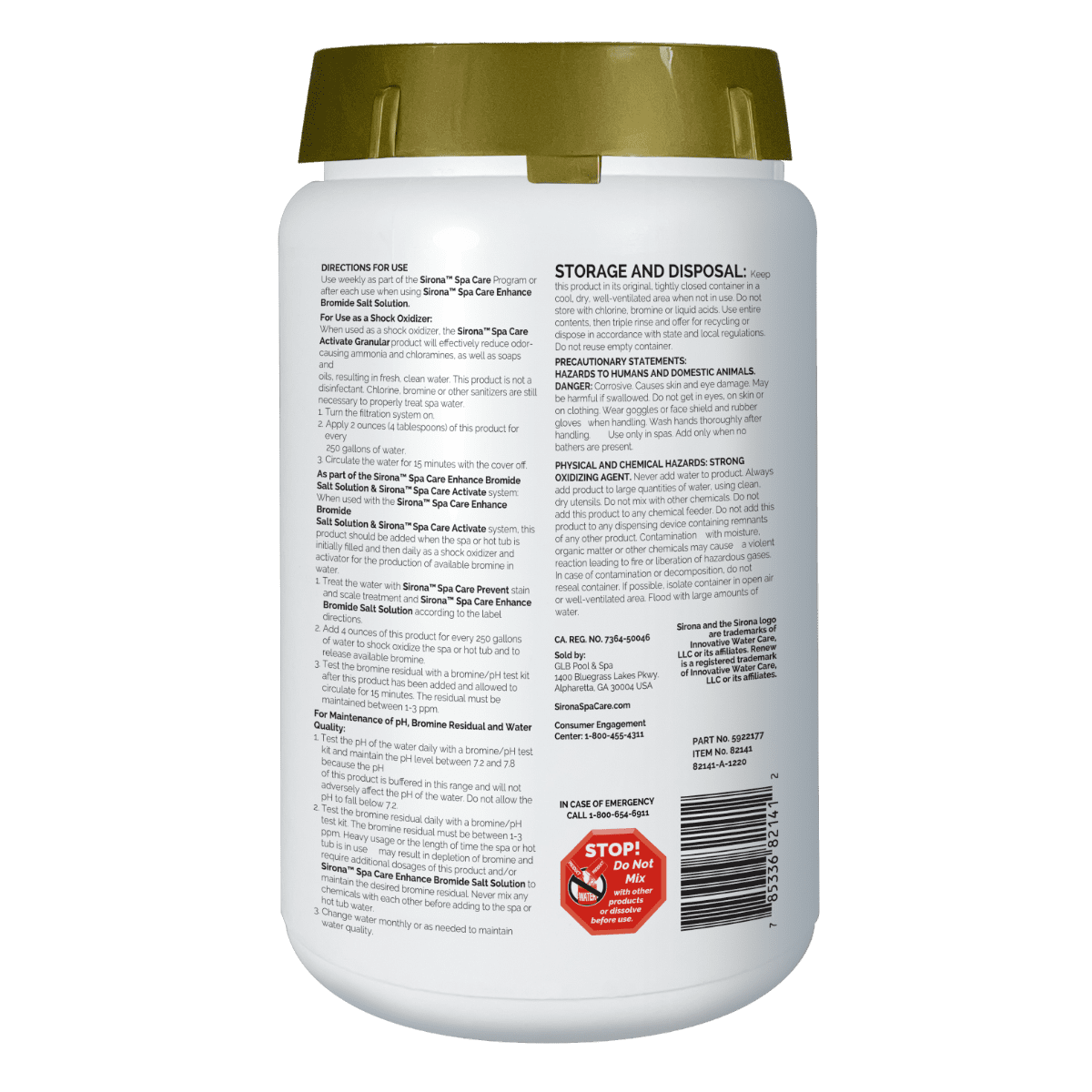 Sirona Activating Granules 5lb back of bottle