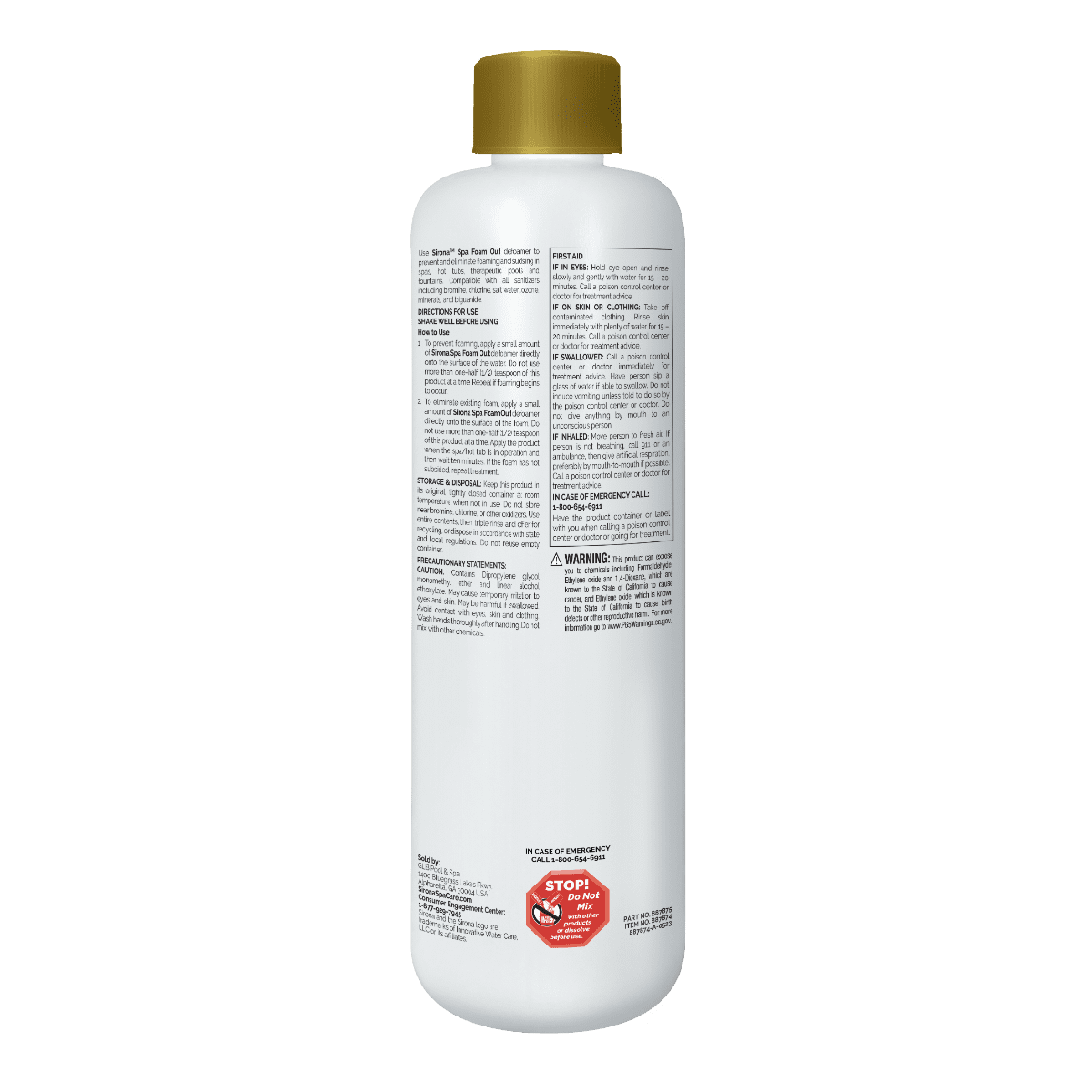 Sirona Foam Out back of bottle