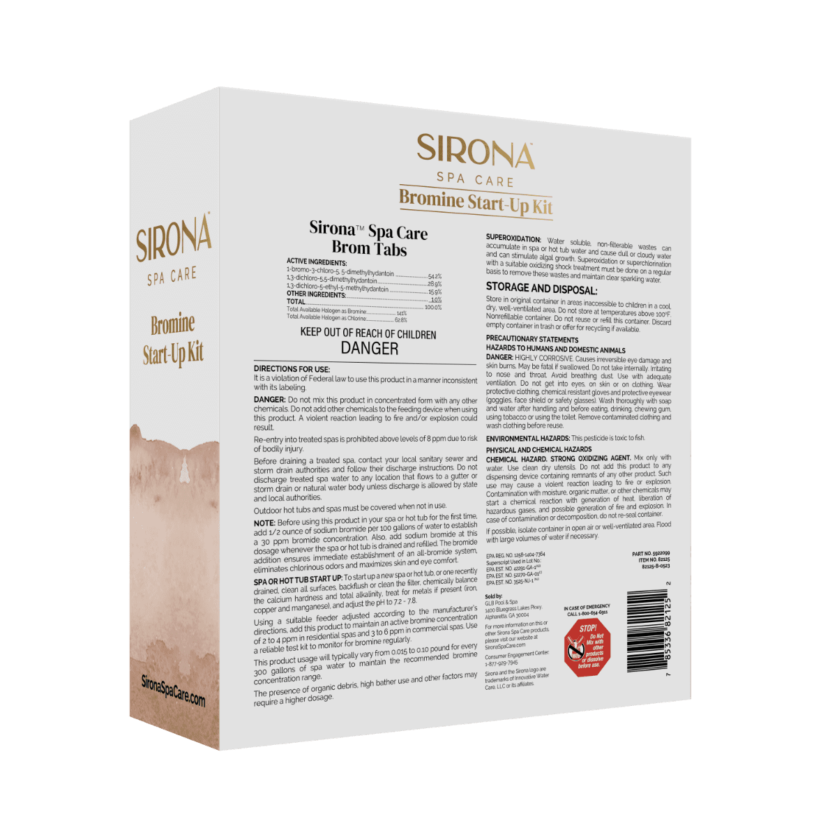 Sirona Bromine Start Up Kit back of box